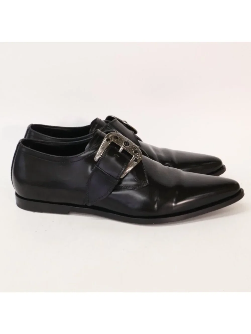 Dolce & Gabbana Silver Buckle Single Monk Dress Shoes